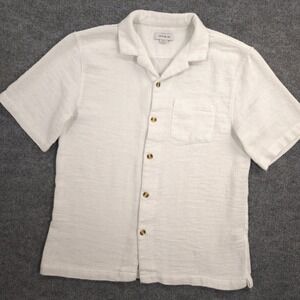 Cotton On Palma Shirt Mens M White Loose Weave Textured Breathable Short Sleeve